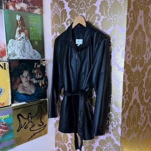 Worthington Classic Vintage Y2K Black Genuine Leather Jacket Size Large